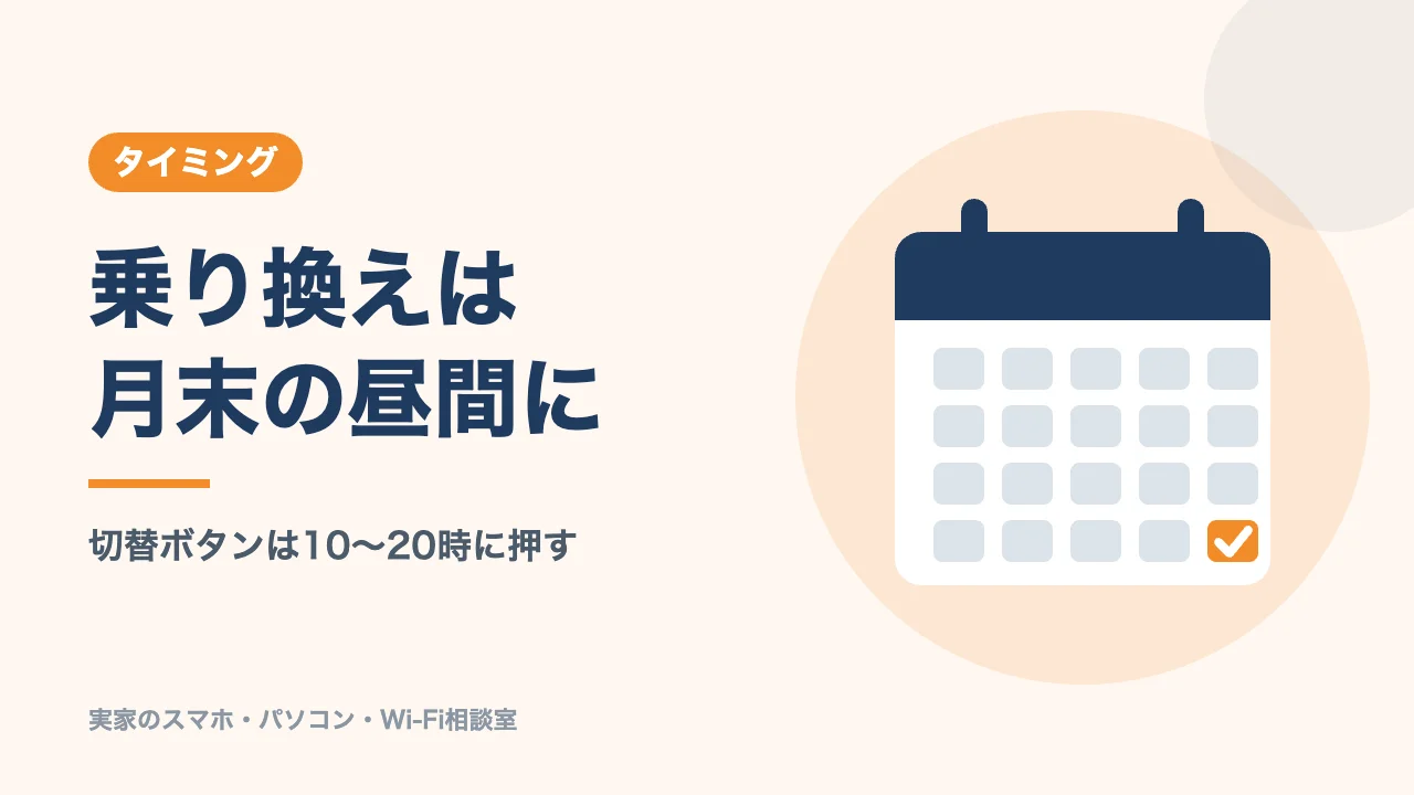 乗り換えは月末の昼間がおすすめのバナー。切替ボタンは10時から20時に押す